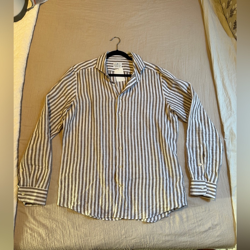 Emmanuel Berg NWT linen men’s linen striped long sleeve shirt